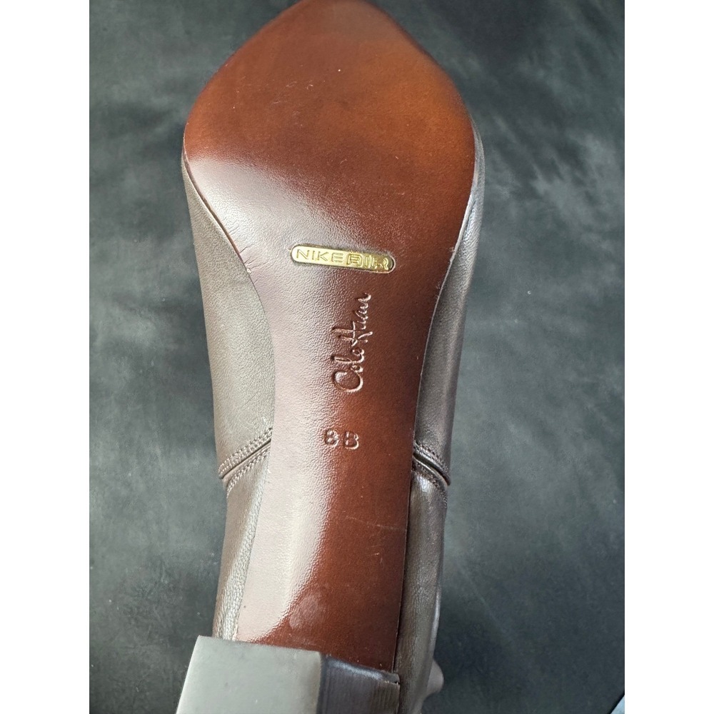 Cole Haan Boots 8B Taupe Brown Leather Knee High Tall Block Heel Womens - Picture 4 of 11